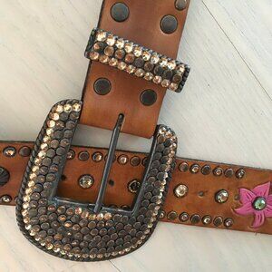 RN Design Brown Rhinestone Belt - Size S-M